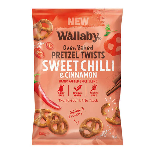 Wallaby Pretzel Twists Sweet Chilli and Cinnamon (100g)