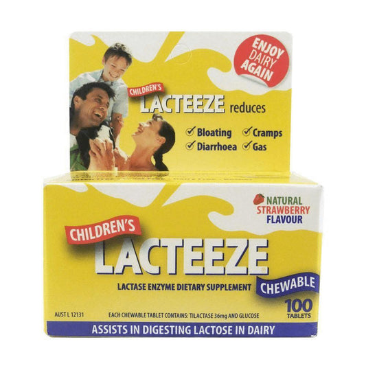 Lacteeze Children's Strength Strawberry Flavor (100 Tablets)